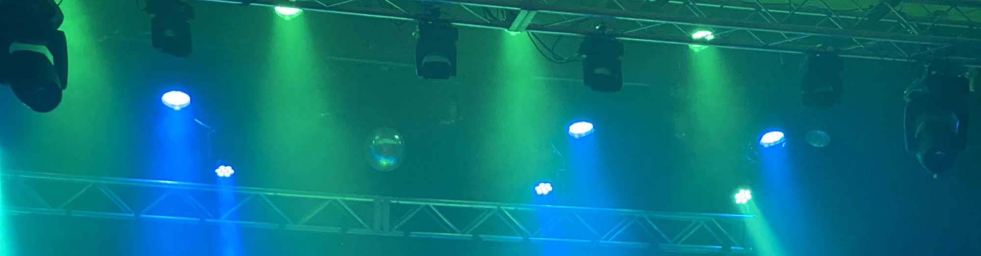 blue and green theater stage lights Ann Arbor